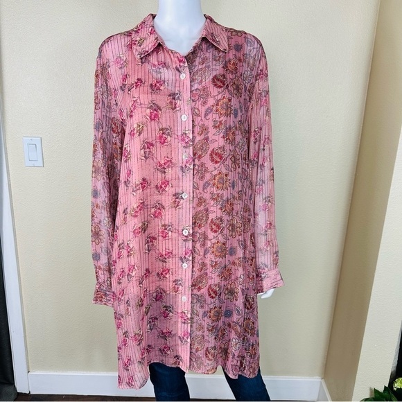 Soft Surroundings Shirt Size 1X Floral High Low Tunic - Picture 1 of 14